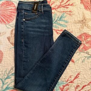 Express Blue Skinny Jeans with Faded Effect